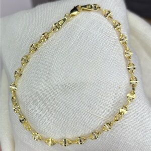 10K Yellow Gold Twisted Gucci Link Bracelet 7.5” 3.5mm Italy